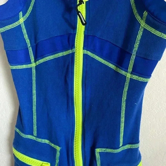 Capsulle Ribbed Neon Accent Mini Short Sleevelesa Romper Streetwear Loungewear S - Picture 5 of 10